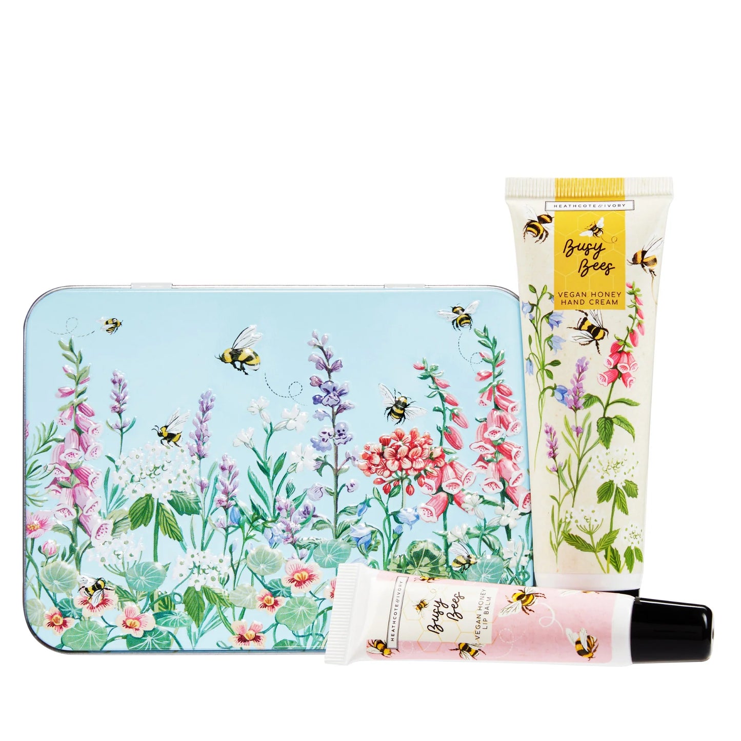 Heathcote & Ivory Zestaw Balsam do Ust i Krem do Rąk Busy Bees Hand & Lip Tin Set (50ml + 10ml)