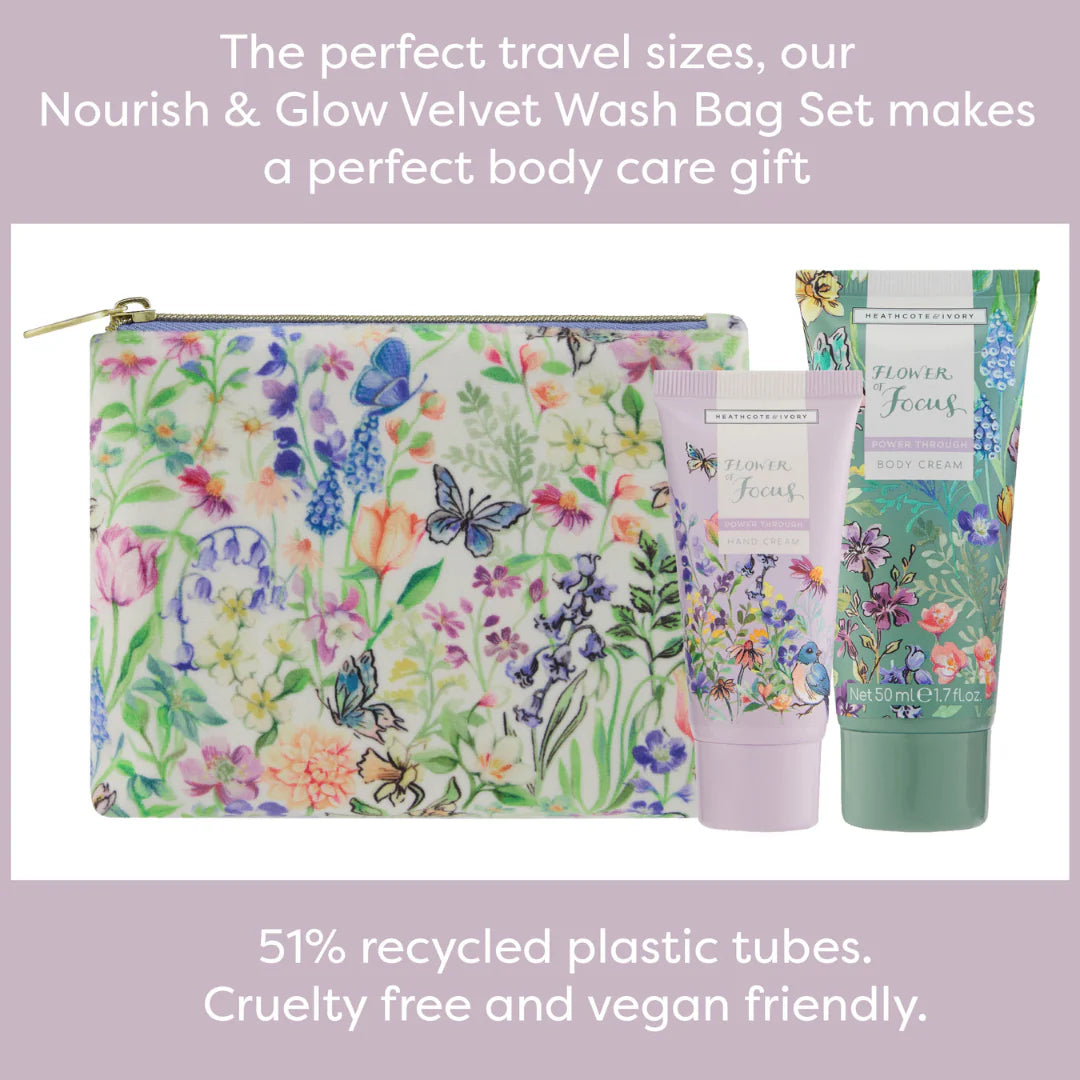 Heathcote & Ivory Zestaw do Ciała Flower of Focus Power Through Nourish & Glow Gift Set (50ml + 30ml)