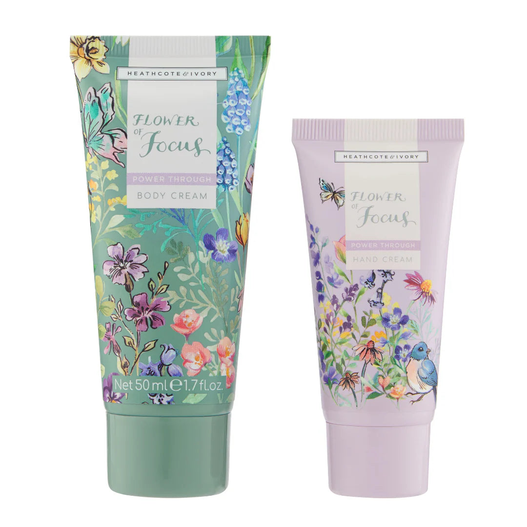 Heathcote & Ivory Zestaw do Ciała Flower of Focus Power Through Nourish & Glow Gift Set (50ml + 30ml)